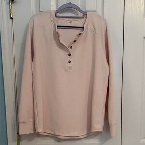 Long Sleeve Henley Tee Cream Waffle Weave LikeNew M